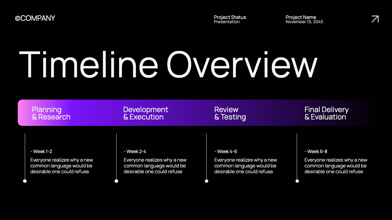 Black Purple Modern Project Status Presentation, Presentation Templates