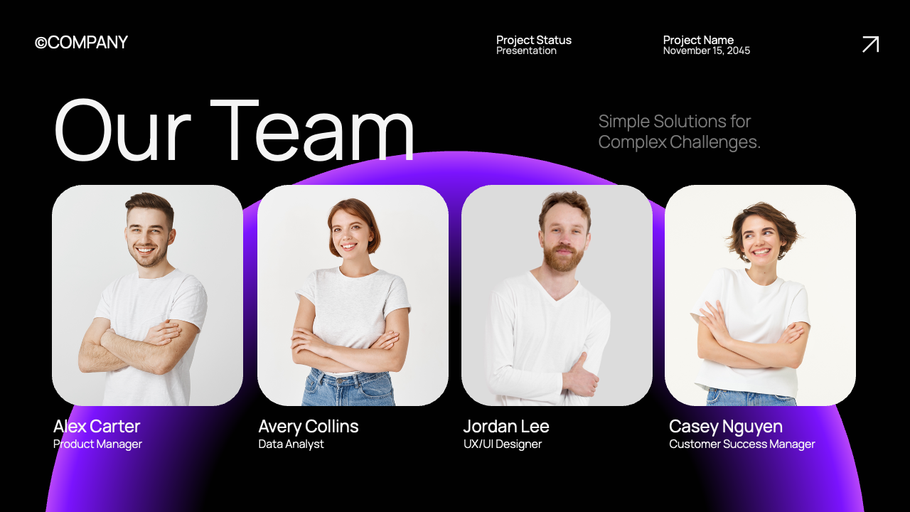 Black Purple Modern Project Status Presentation, Presentation Templates