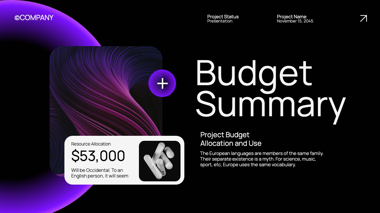 Black Purple Modern Project Status Presentation, Presentation Templates
