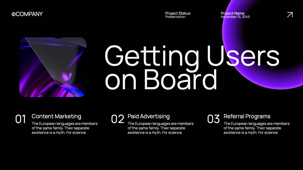 Black Purple Modern Project Status Presentation, Presentation Templates