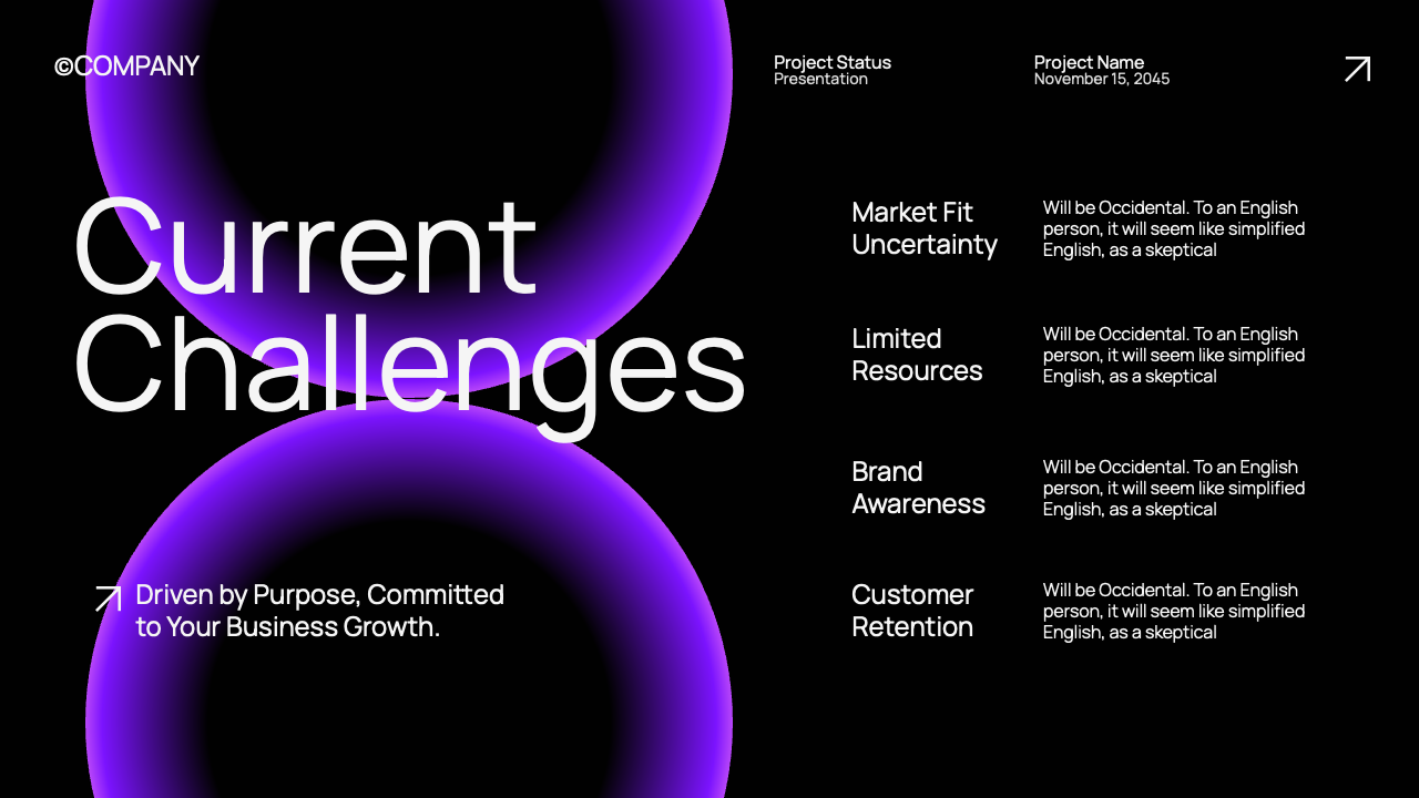 Black Purple Modern Project Status Presentation, Presentation Templates