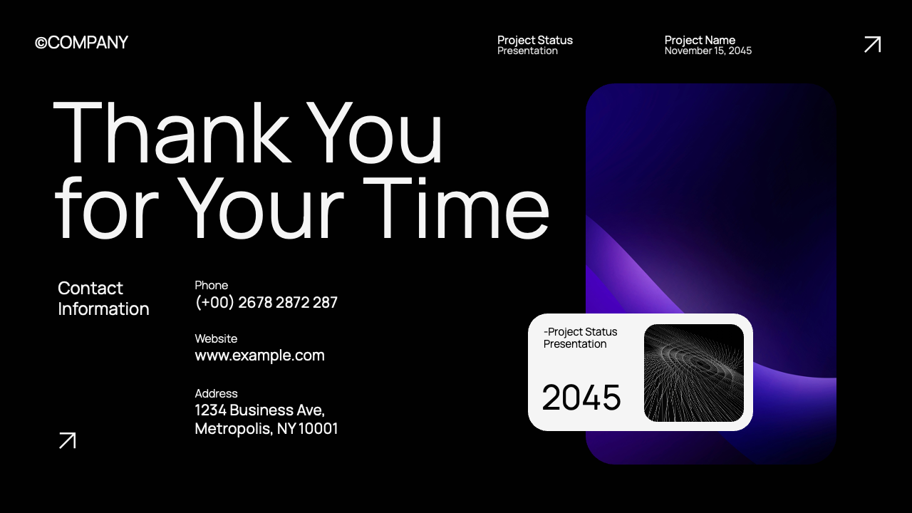 Black Purple Modern Project Status Presentation, Presentation Templates
