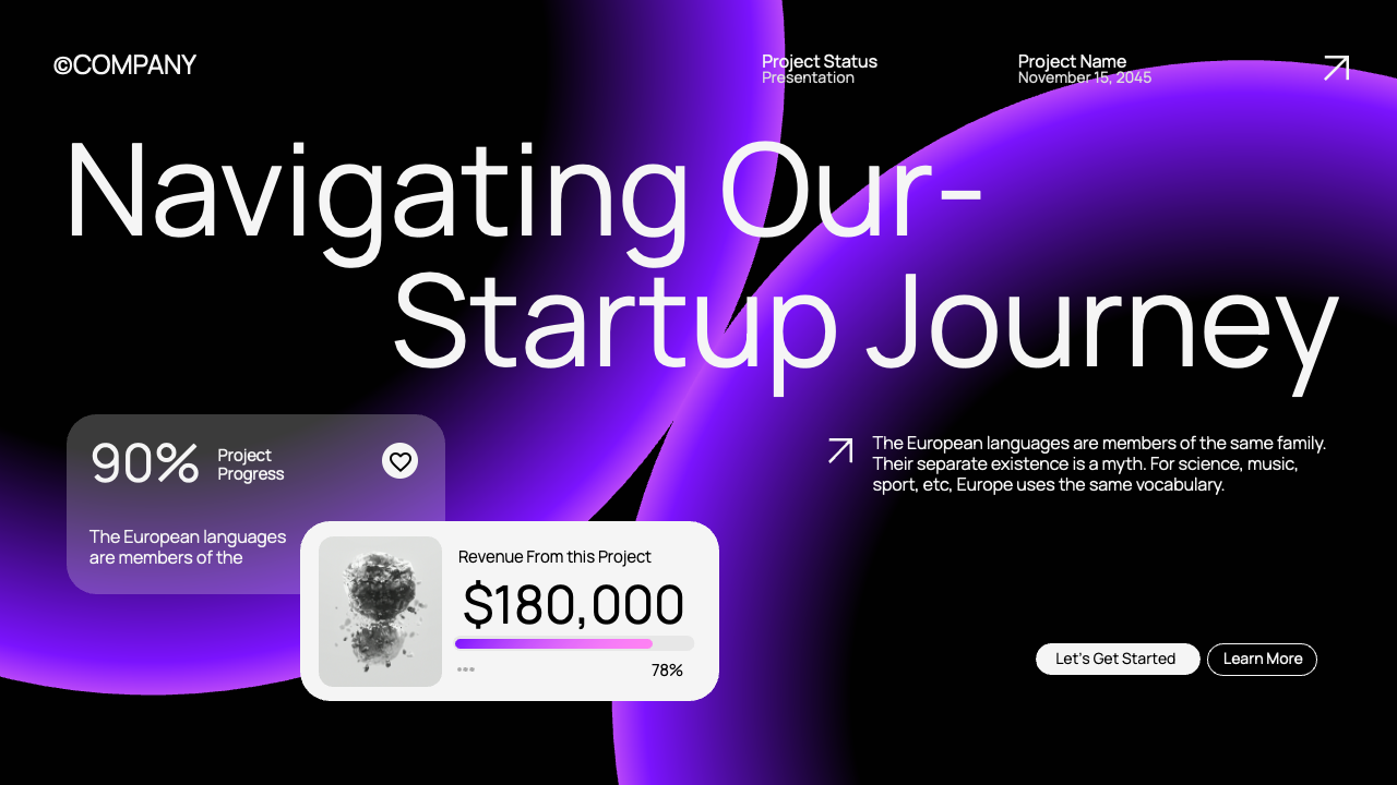 Black Purple Modern Project Status Presentation, Presentation Templates