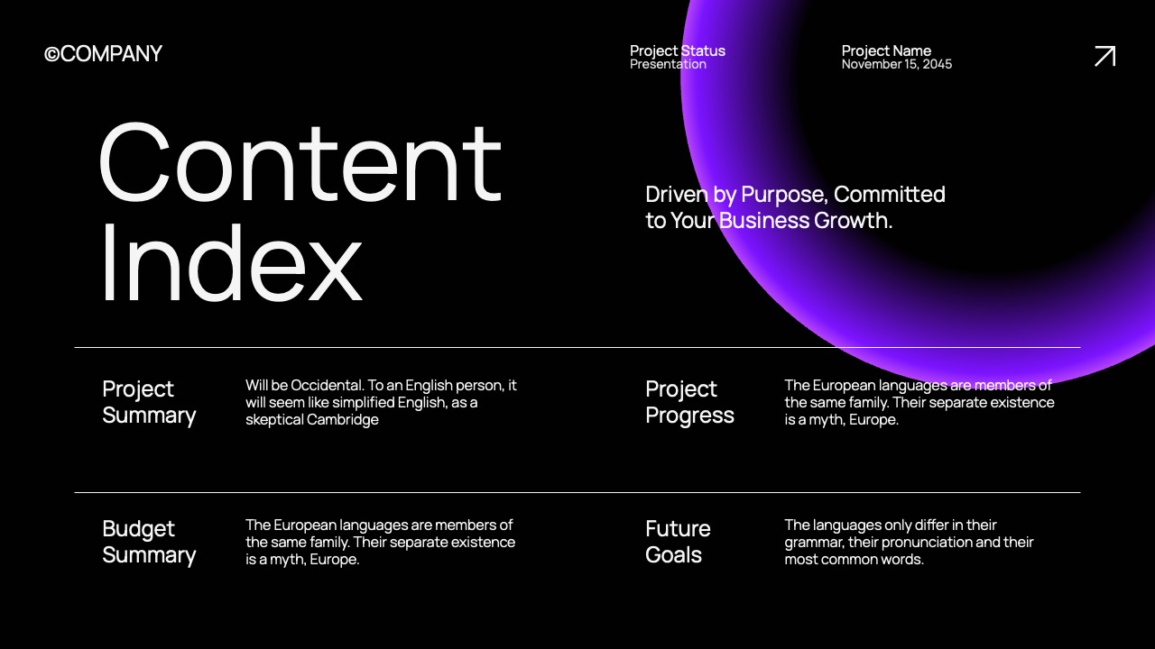 Black Purple Modern Project Status Presentation, Presentation Templates