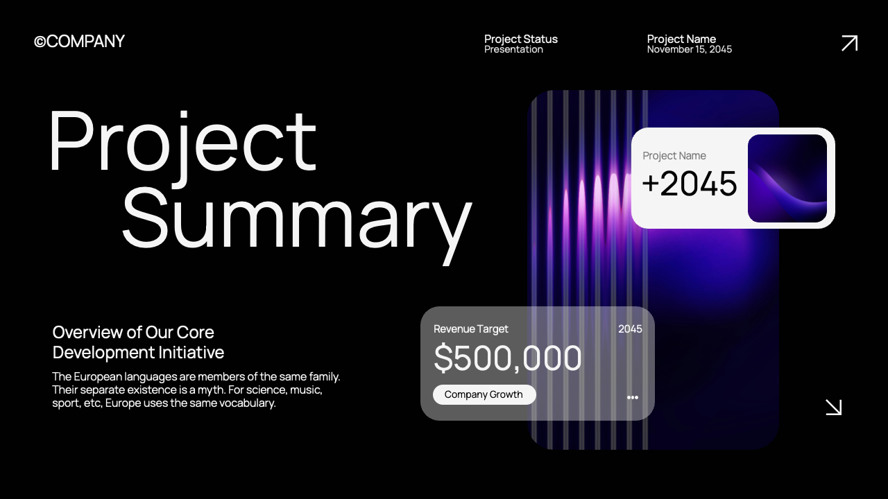 Black Purple Modern Project Status Presentation, Presentation Templates