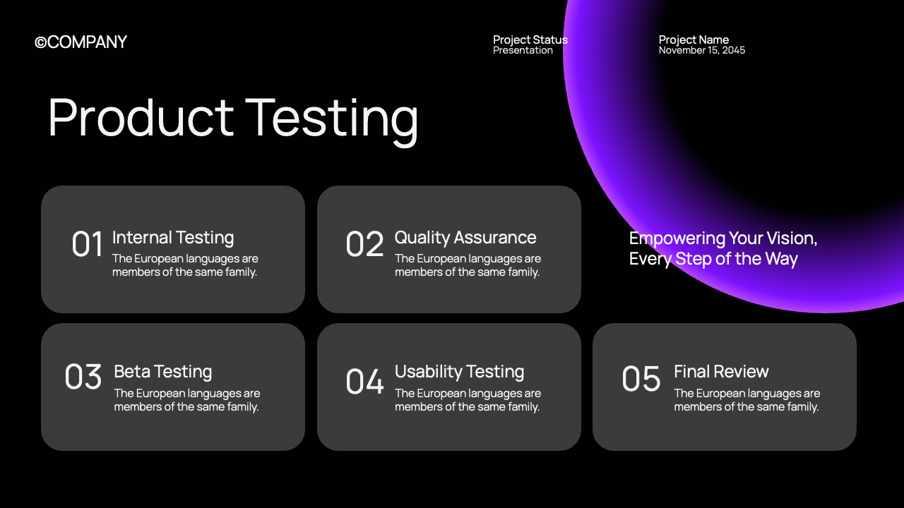 Black Purple Modern Project Status Presentation, Presentation Templates