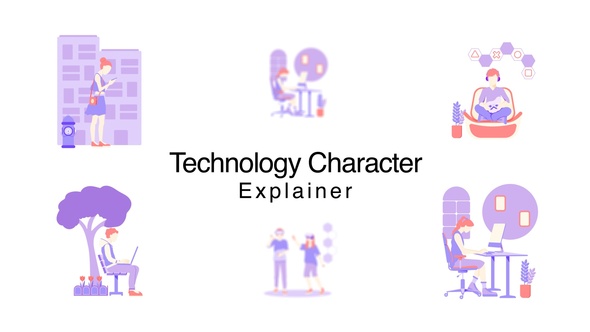 Technology Character Explainer Elements template preview