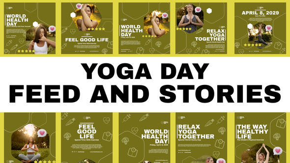 Yoga Day Feed and Stories Instagram Openers template preview