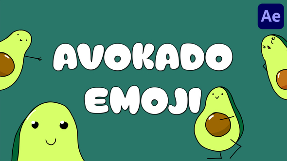 Avokado Emoji Stickers for After Effects Elements template preview