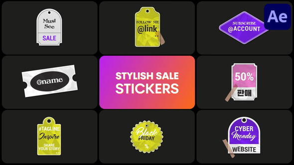 Stylish Sale Stickers | After Effects Elements template preview