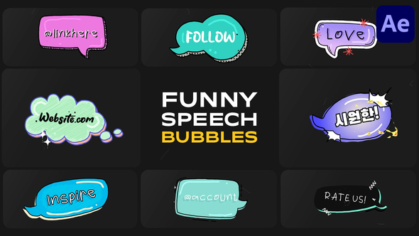 Funny Speech Bubbles for After Effects Elements template preview