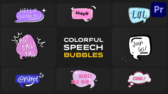 Colorful Speech Bubbles for After Effects Elements template preview