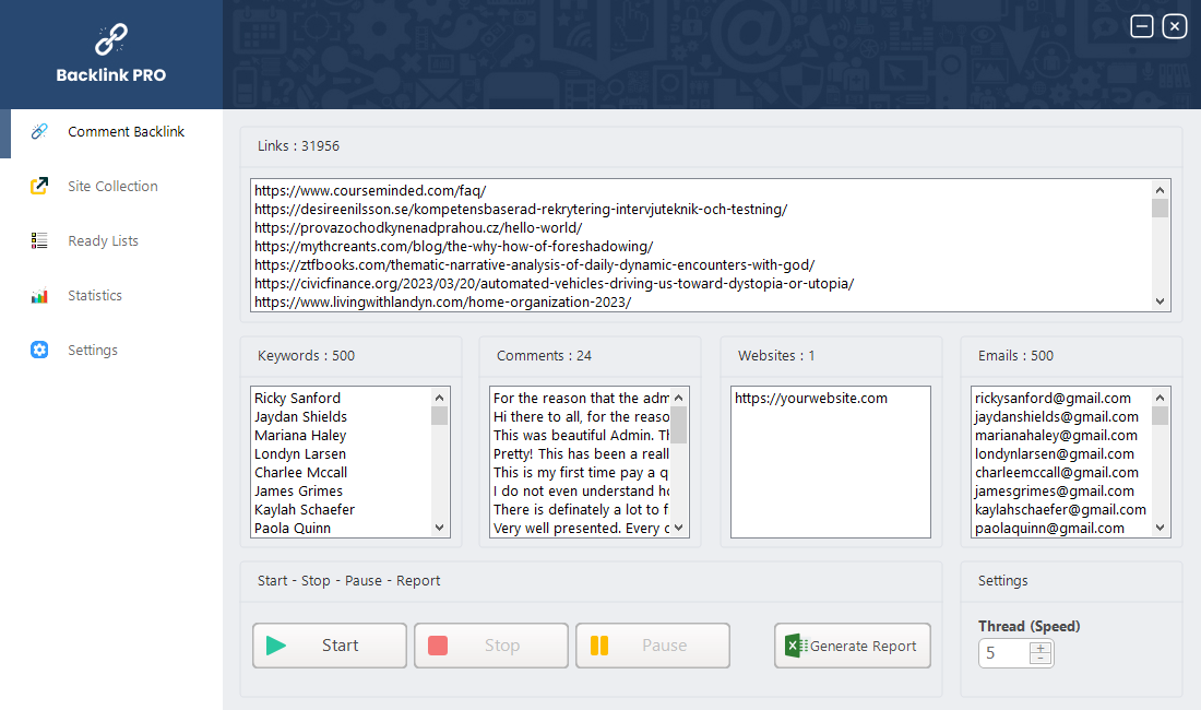 Backlink PRO Screenshot