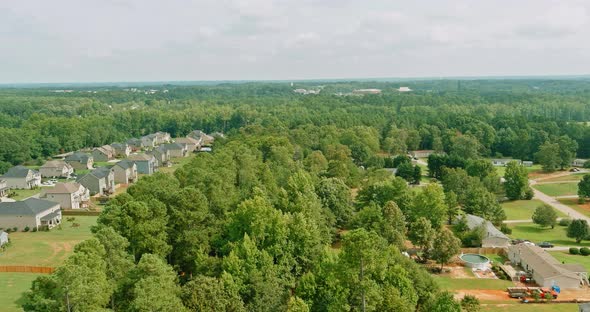Panoramic Top Down View in a Small Town in Boiling Spring South Carolina of Countryside Area alt