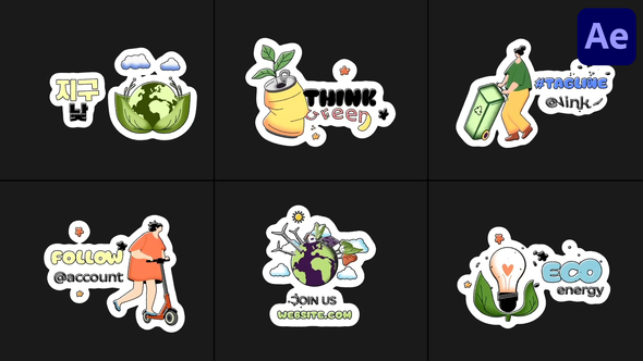 Ecology Stickers | After Effects Titles template preview