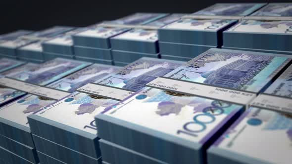 Kazakh Tenge money banknote pack growth up loop alt