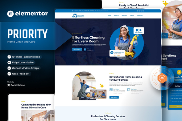 Priority – Home Clean and Care Elementor Template Kit Nulled