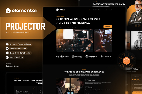 Projector – Film & Video Production Elementor Template Kit