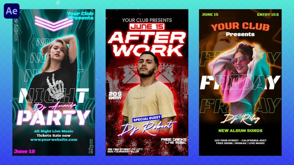 Club Flyer Instagram Reels Openers template preview
