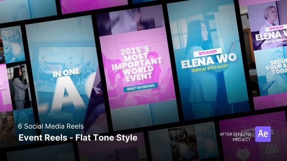 Social Media Reels - Event Reels Flat Tone Style After Effects Template Video Displays template preview