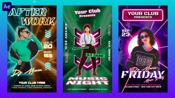 Night Club Instagram Reels Openers template preview