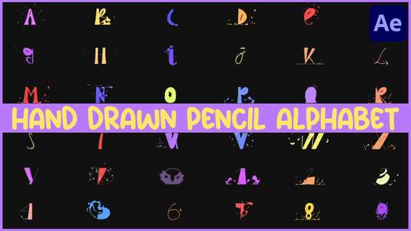 Hand Drawn Pencil Alphabet for After Effects Elements template preview