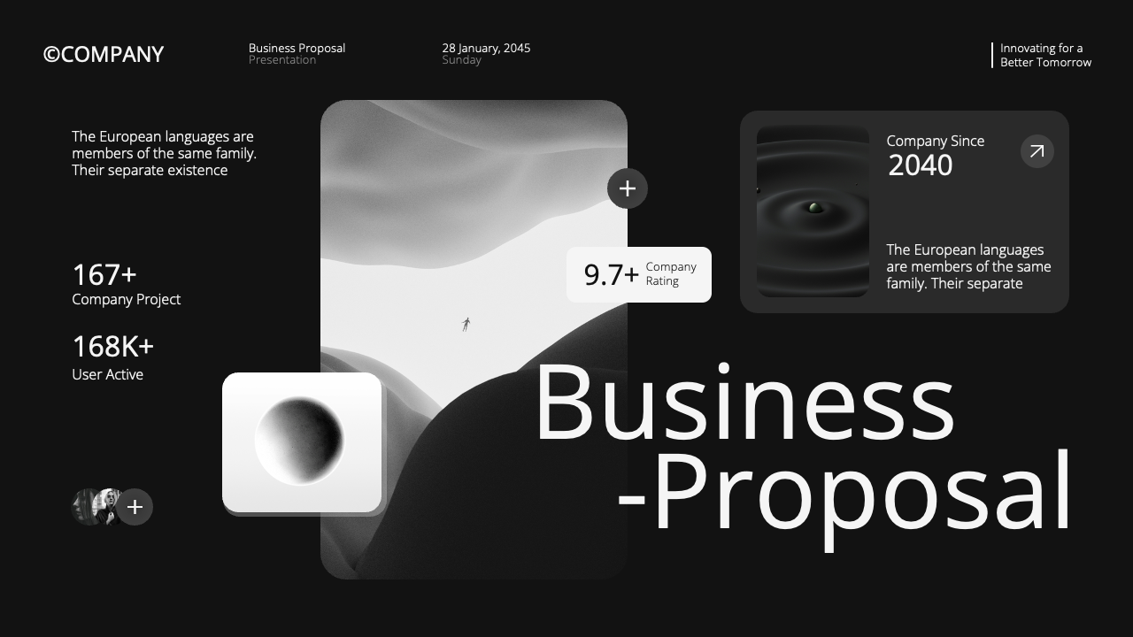 White Black Modern Business Proposal Presentation, Presentation Templates