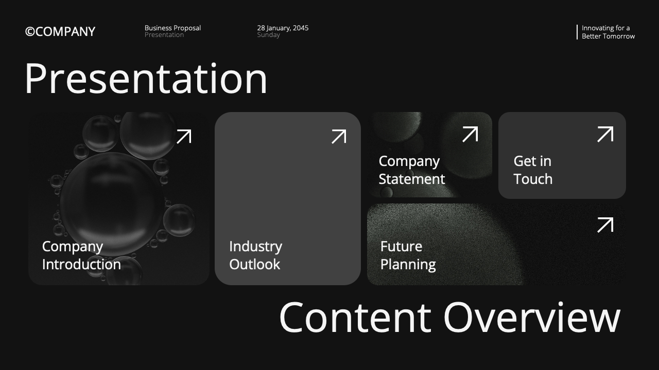 White Black Modern Business Proposal Presentation, Presentation Templates