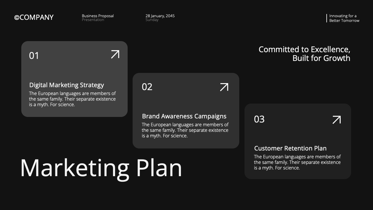 White Black Modern Business Proposal Presentation, Presentation Templates