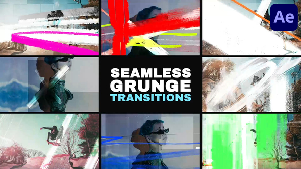 Grunge Glitch Seamless Transitions | After Effects Elements template preview
