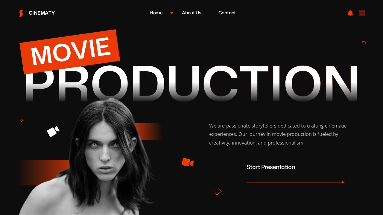 Cinematy Movie Production Powerpoint Template, Presentation Templates