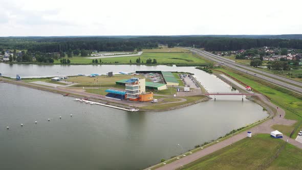 Top View of the Rowing Canal in the City of Zaslavl Near Minsk alt