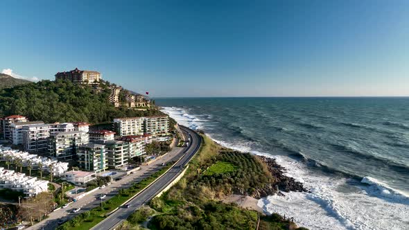 Grand Storm Waves Aerial View 4 K alt