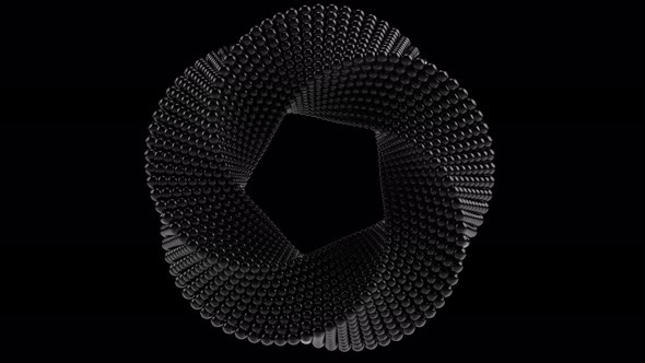 Transforming Mobius Torus Made of Black Balls alt