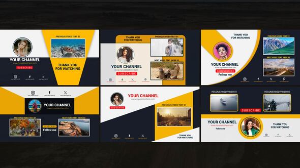 Youtube End Screen Notification Pack broadcast-packages template preview