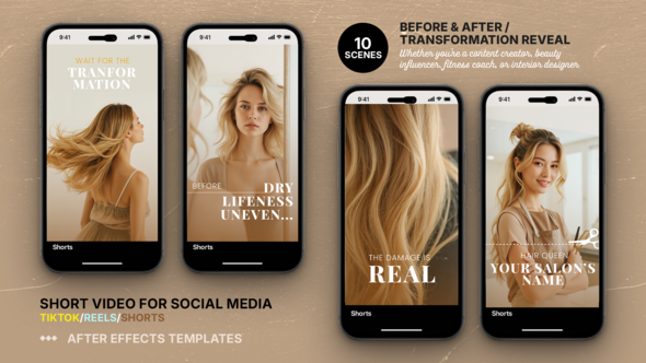 Before & After - Transformation Reveal Short Video Template Product Promo template preview
