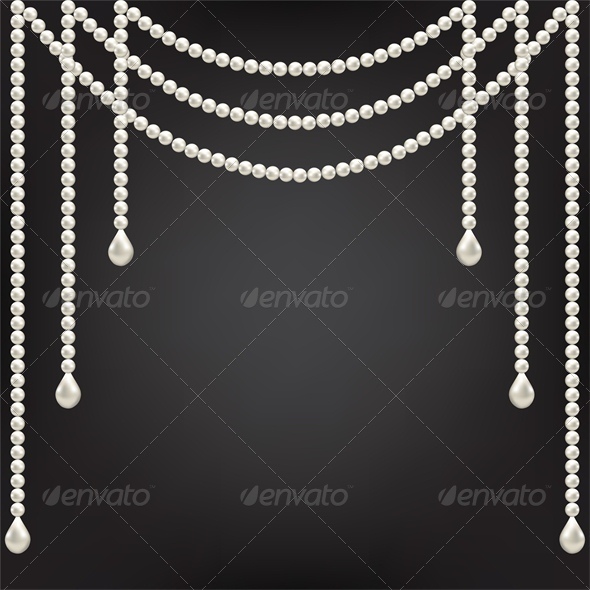 Black Background with Pearl Decoration, Vectors