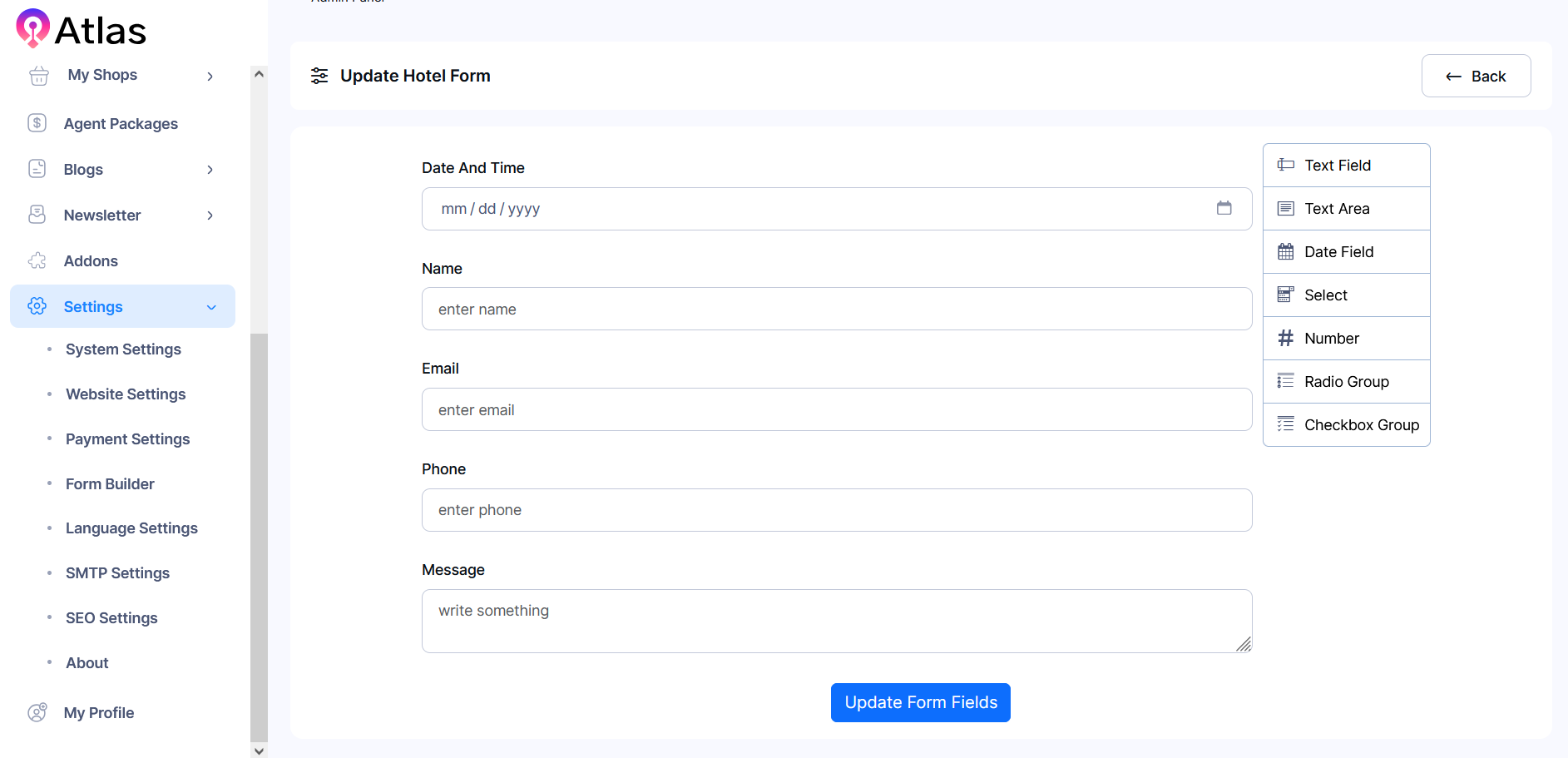 Form Builder Addon - Atlas Laravel Directory Listing by Creativeitem