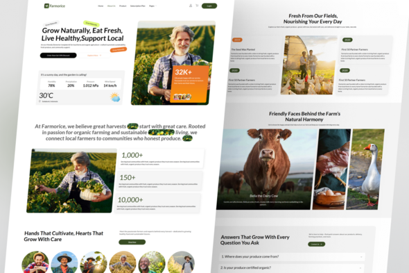 Farmorice - Local Farm and Organic Agriculture Elementor Template Kit for Eco-Friendly Produce
