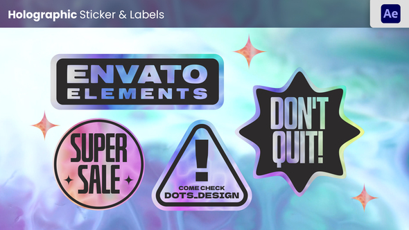 Holographic Sticker & Labels Elements template preview