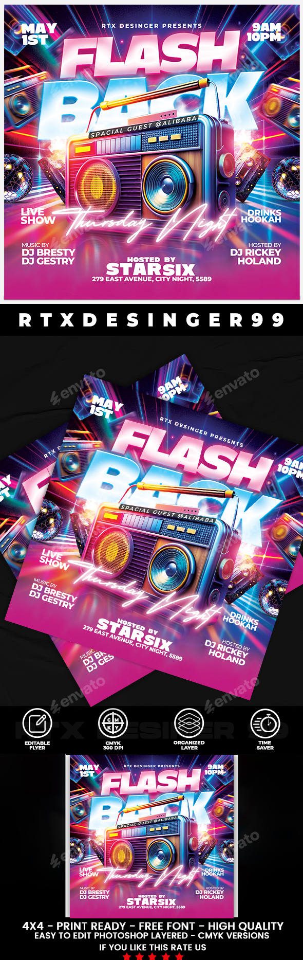 Retro 90s Party Flyer