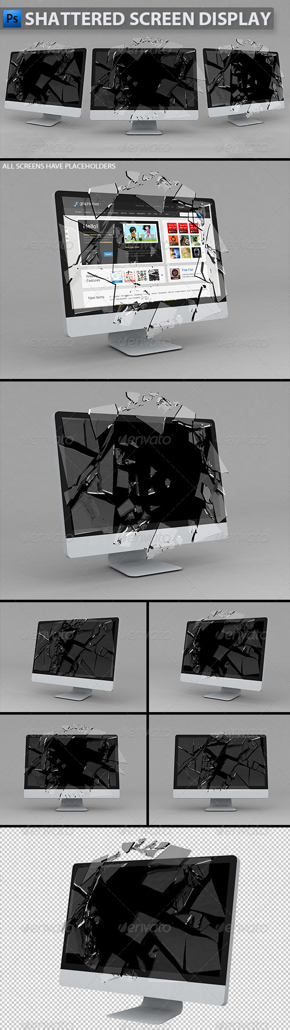 Shattered Screen Display - Monitors Displays