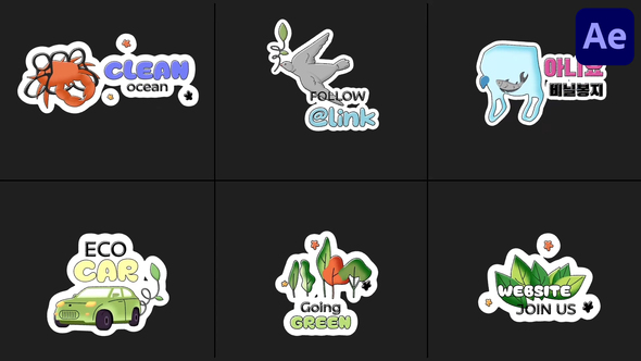 Ecology Sticker Titles | After Effects Titles template preview