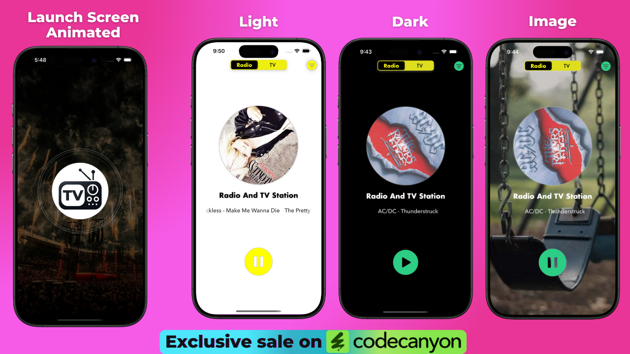 Radio & TV SwiftUI APP, Radio iOS and TV iOS 18, Live TV, iOS App Template (Single Station) - 2