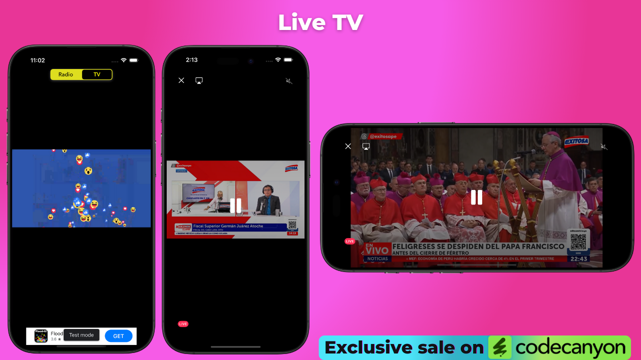 Radio & TV SwiftUI APP, Radio iOS and TV iOS 18, Live TV, iOS App Template (Single Station) - 3