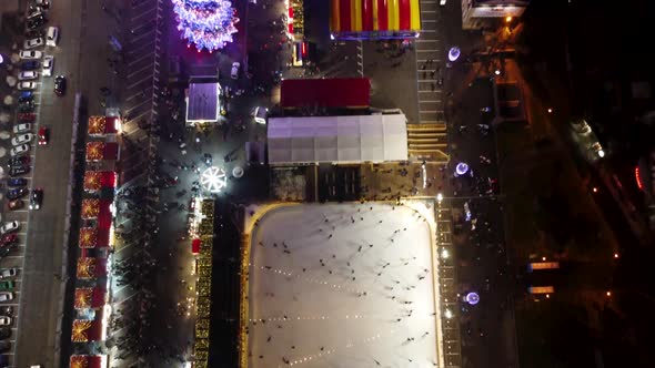 Freedom Square Kharkiv aerial view holidays night