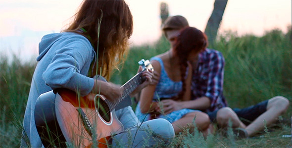 Couple in Love Near the Guitarist