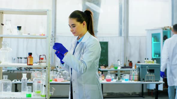 Scientist Lady and Man in the Biotechnology Lab alt