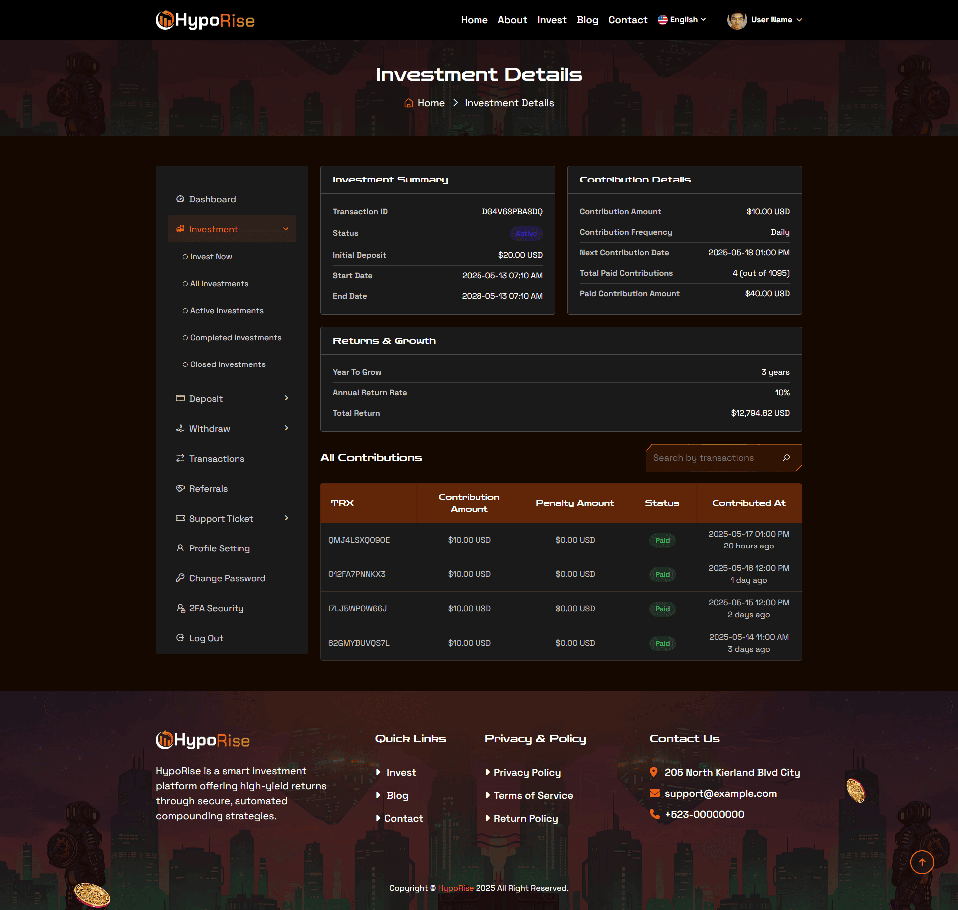HypoRise - Compound Based HYIP Investment Platform by ViserLab | CodeCanyon