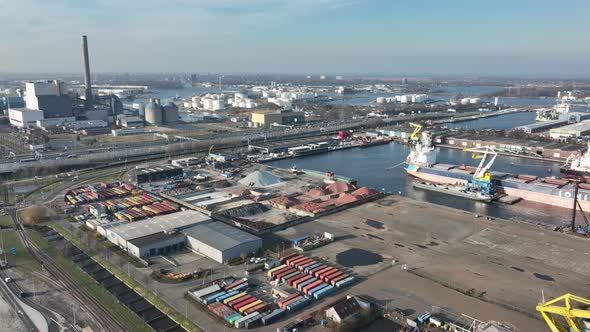 Industrial Zone Containers Factories and Businesses in Amsterdam Westhaven The Netherlands Europe alt